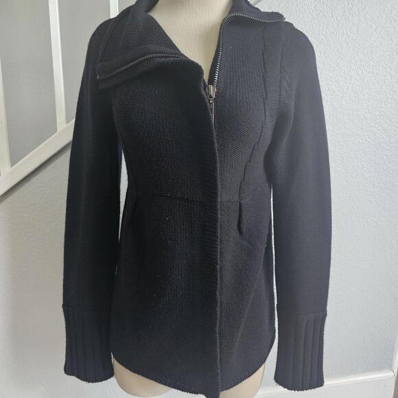 Kenneth Cole New York Sweater/Cardigan Black Long Sleeve Zip-Up Women's small - Picture 1 of 11